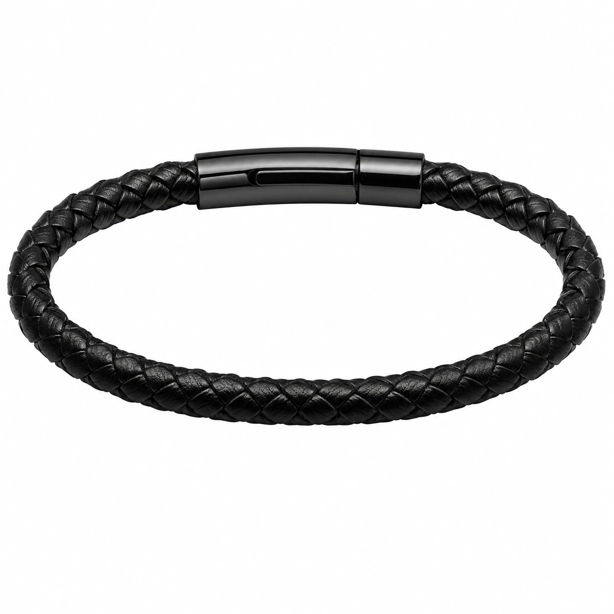 Bracciale Intrecciato Nero con Chiusura Magnetica 20 cm
