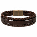 Bracciale Intrecciato Doppio Strato Marrone con Chiusura Magnetica