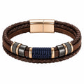 Bracciale Intrecciato in Marrone e Blu con Chiusura Magnetica