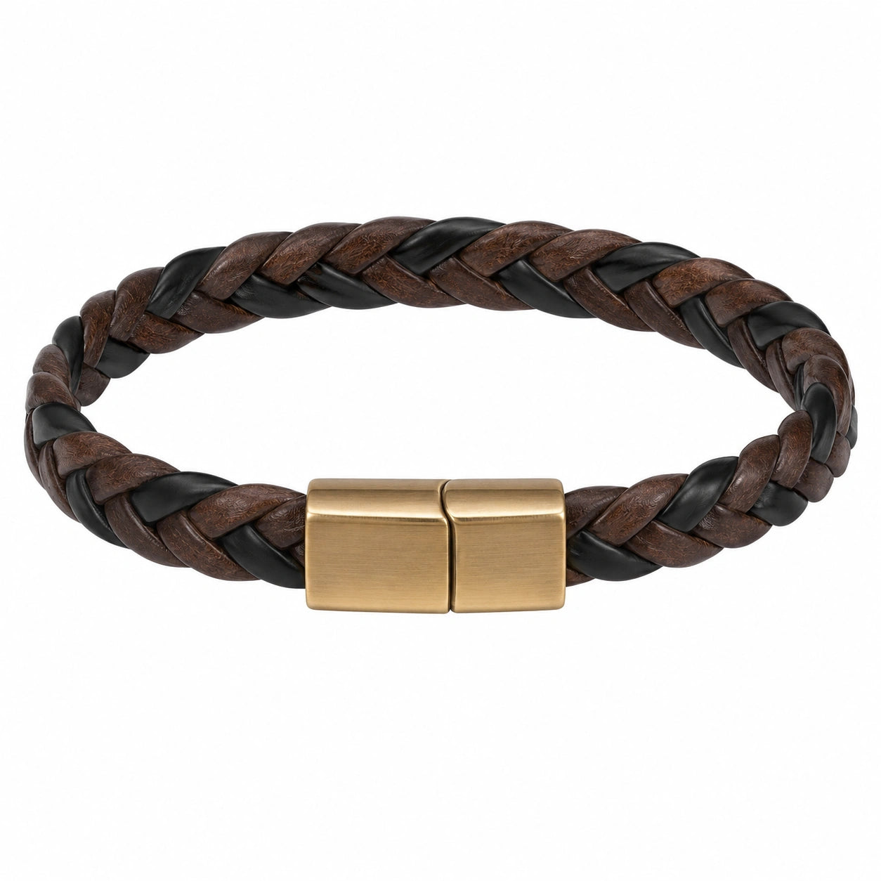 Bracciale intrecciato marrone e nero con chiusura magnetica
