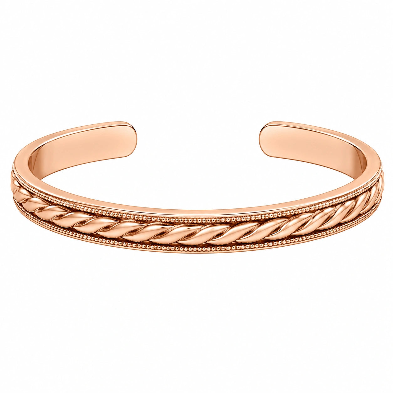 Bracciale Rigido Aperto Intrecciato in Oro Rosa
