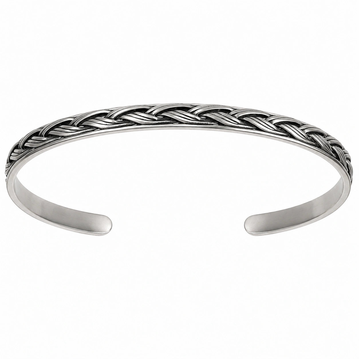 Bracciale rigido intrecciato in argento