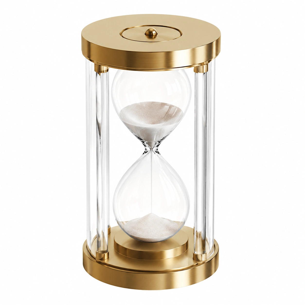 Clessidra Decorativa in Ottone Dorato con Base Rotonda