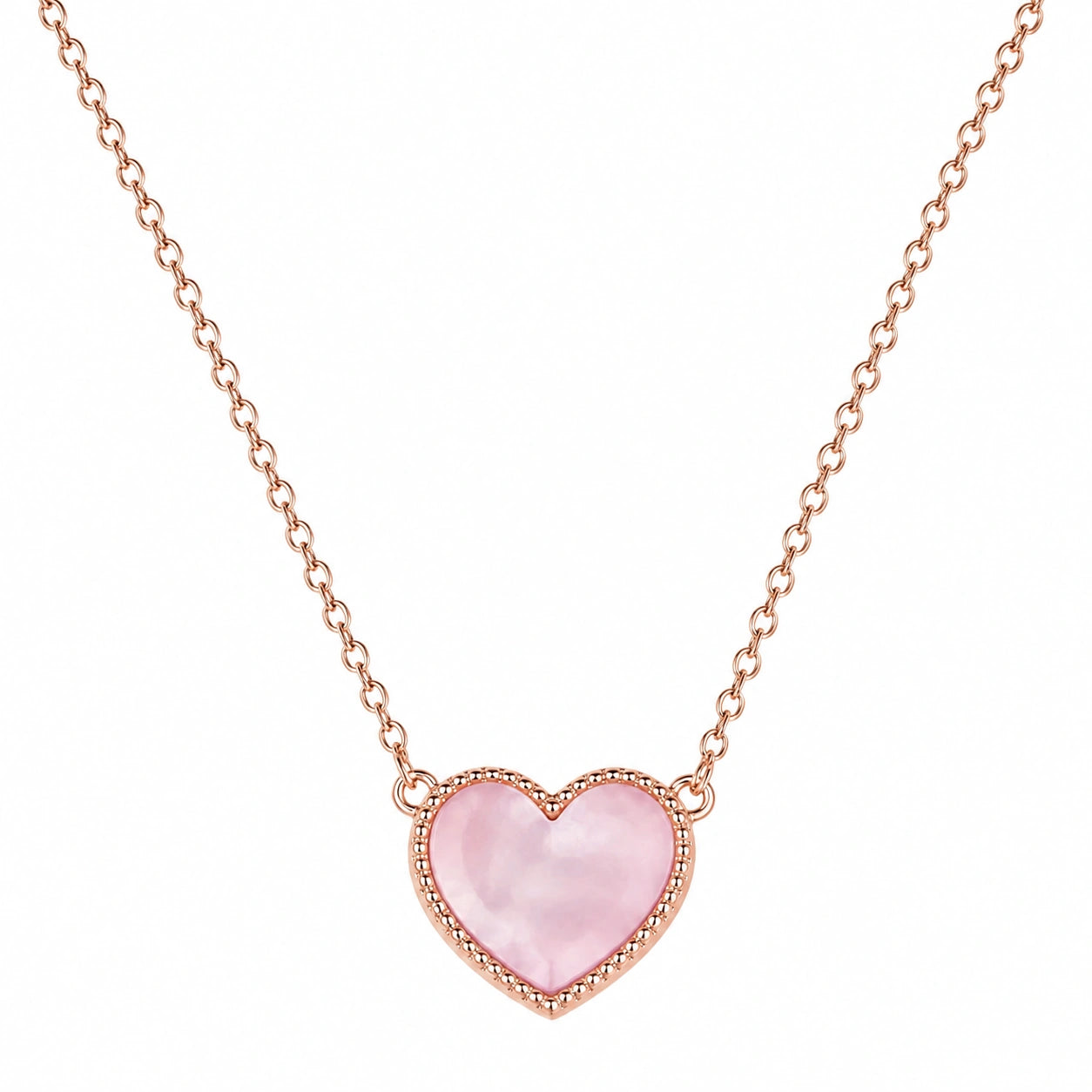 Collana con Pendente a Cuore Rosa in Oro Rosa