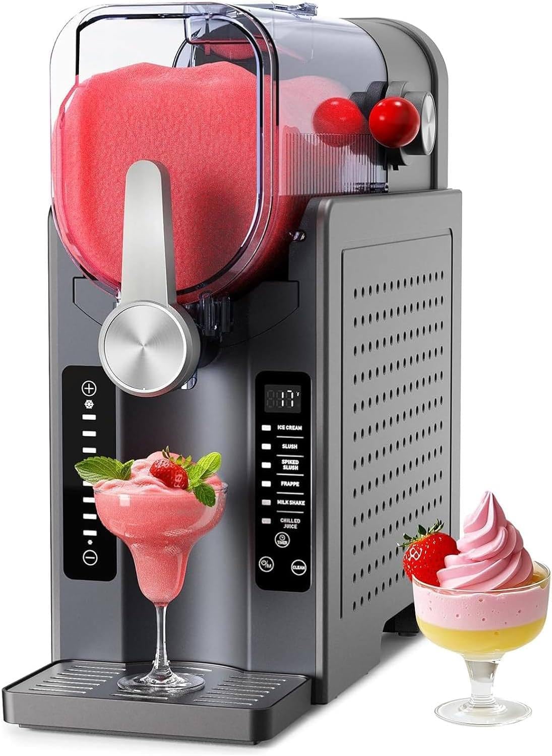 FJYAWEN, Macchina per cubetti di ghiaccio, 1,6 L, 40,7 x 17,6 cm, Nero, acciaio inox, vano contenitore, illuminazione LED, autopulizia