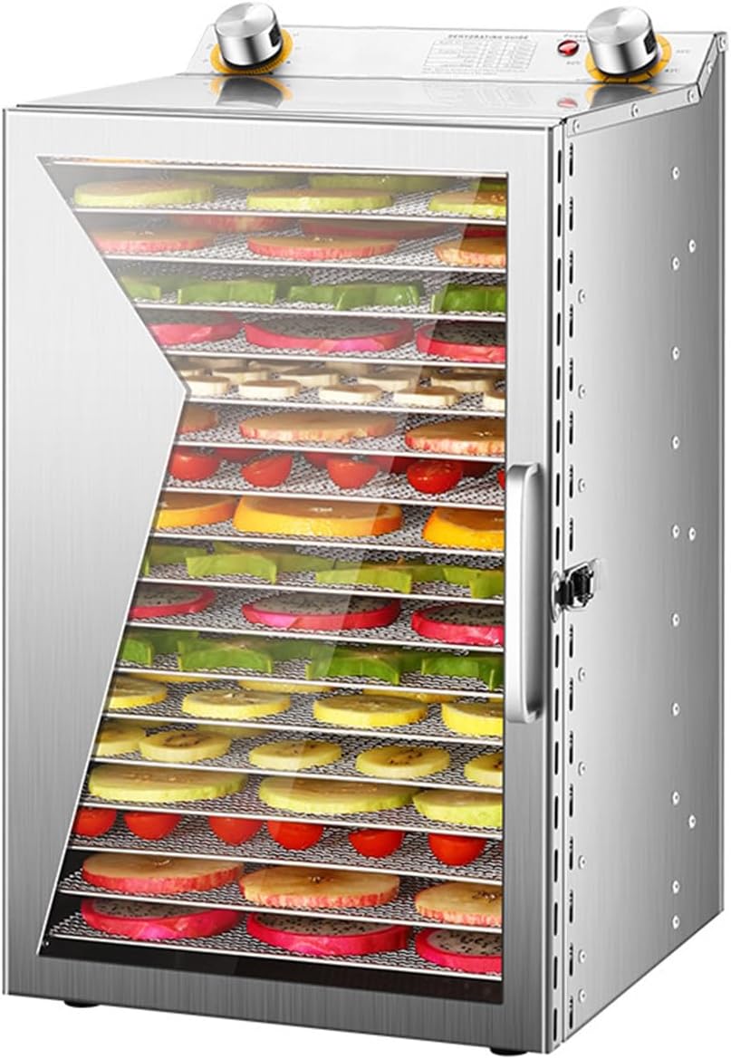 Essiccatori per alimenti, MINEYCHCEY, 28,5 x 20 cm, 90°C, 400 W, Argento, acciaio inox, timer