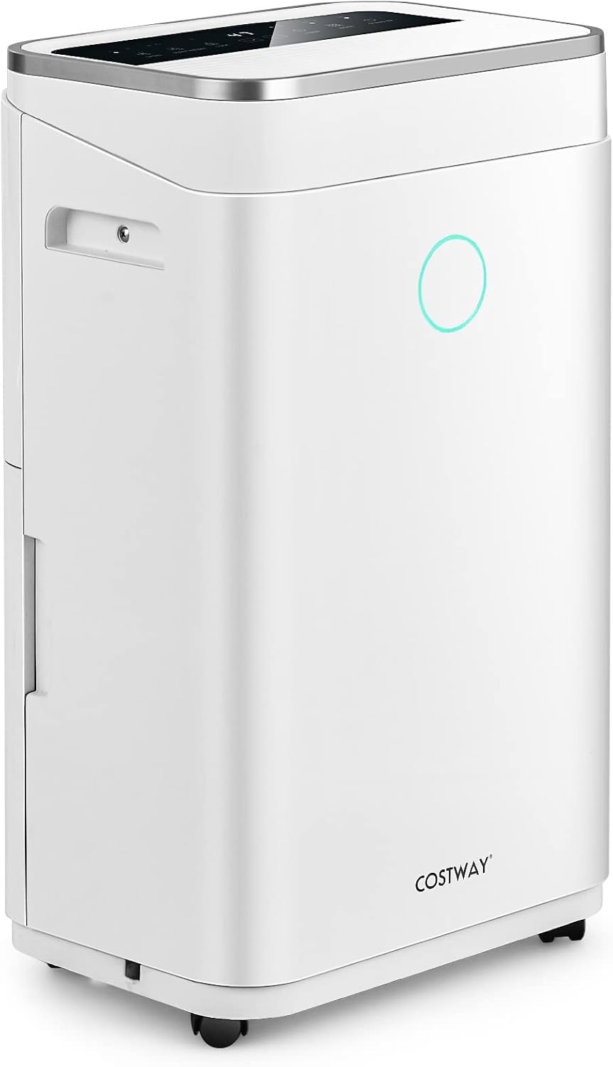 COSTWAY, Deumidificatore, 25 L, Bianco, illuminazione LED, timer