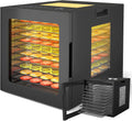 RELAX4LIFE, Essiccatori per alimenti, 850 W, 33 x 40 x 35,5 cm, 35-75°C, Argento, acciaio inox, illuminazione LED, timer