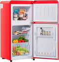 Ymkua, Frigorifero combinato, 88,8x45,5 cm, 60 L, 27°C, Rosso, illuminazione LED