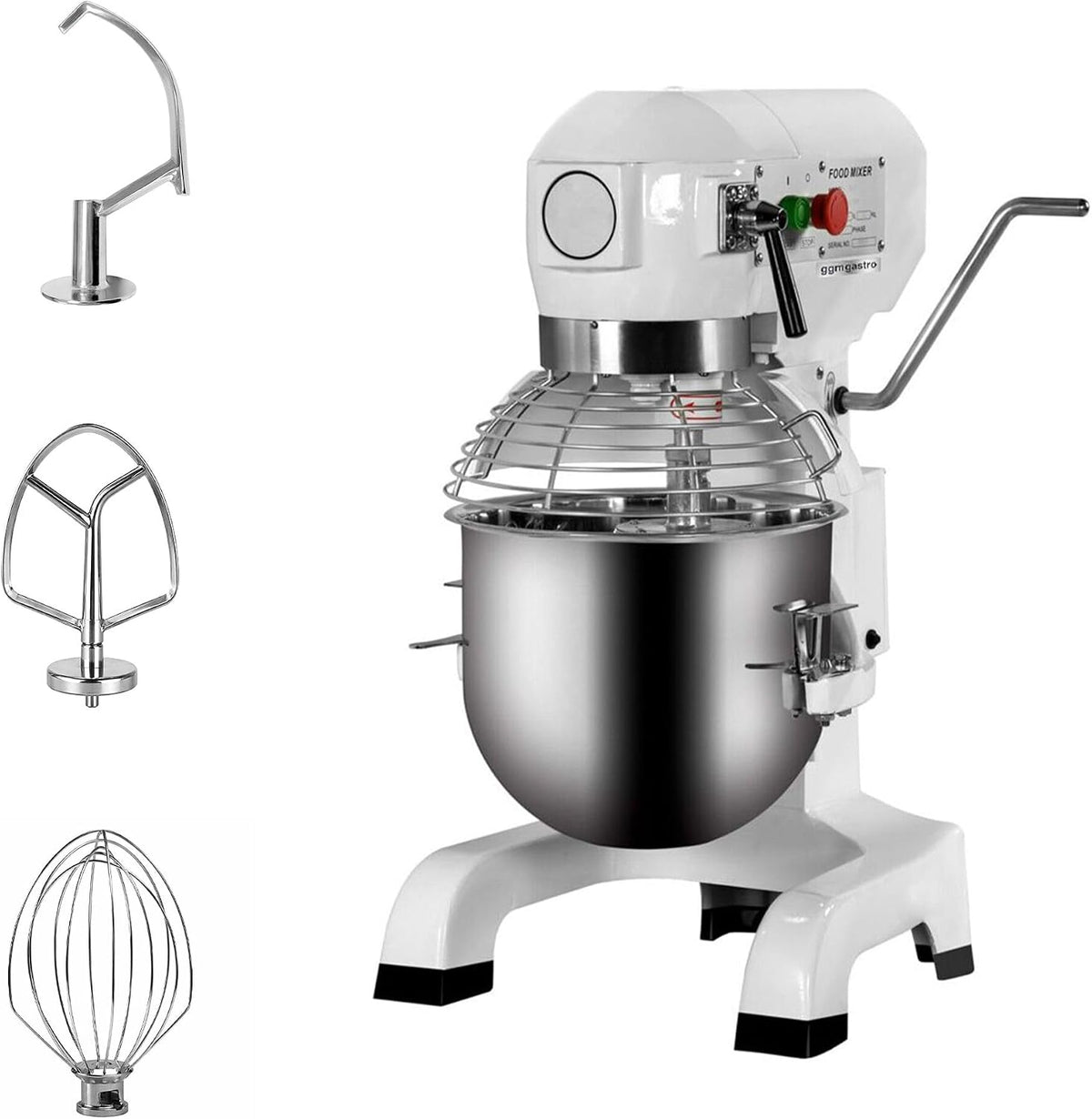 GGM Gastro, Impastatrice planetaria, PRMH10, 10 litri, 450 W, 450 mm, Argento/Bianco, acciaio inox
