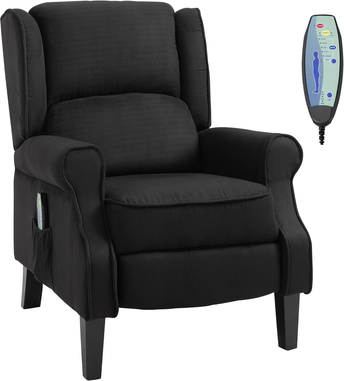 Poltrona relax, HOMCOM, 82 x 99 x 103 cm, 78 L, Nero, schienale regolabile, USB, telecomando