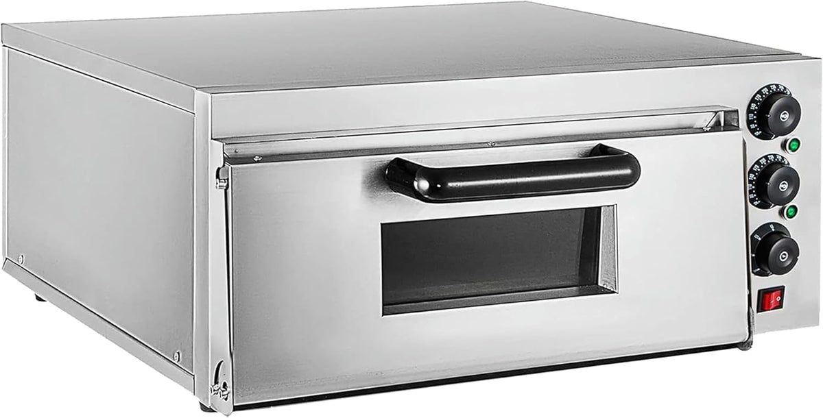 Forno per pizza, 46x40x27 cm, 3000 W, 15 pollici, Argento, acciaio inox, funzione grill