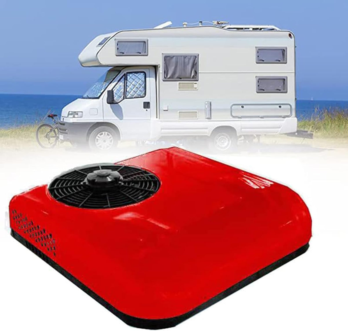 Condizionatore, YLANMEI, 24 V, 68×68×15 cm, 2600 W, Rosso, telecomando