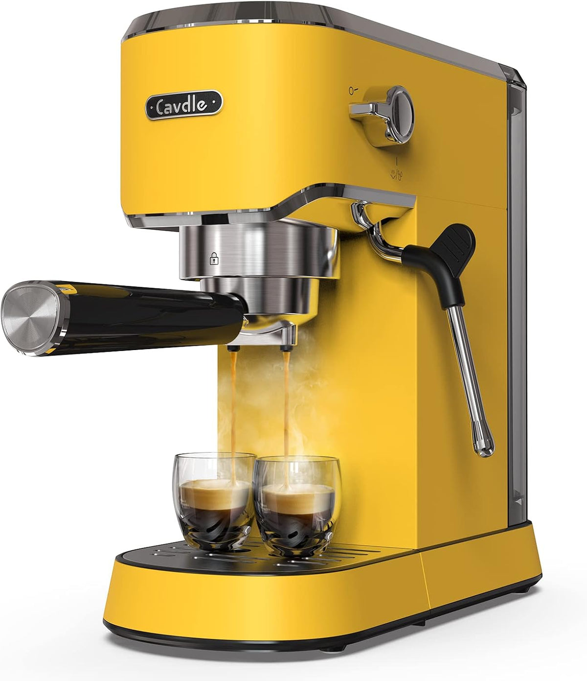 CAVDLE, Macchina da caffè, 20 bar, 992 g, Argento/Giallo, acciaio inox