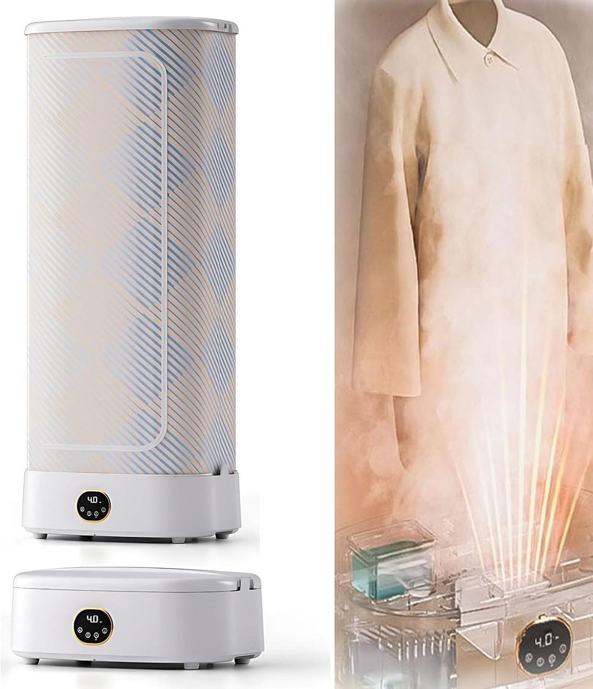Armadio, 1000 W, 70 °C, Bianco, struttura pieghevole, illuminazione LED, telecomando, timer, funzionamento senza fili