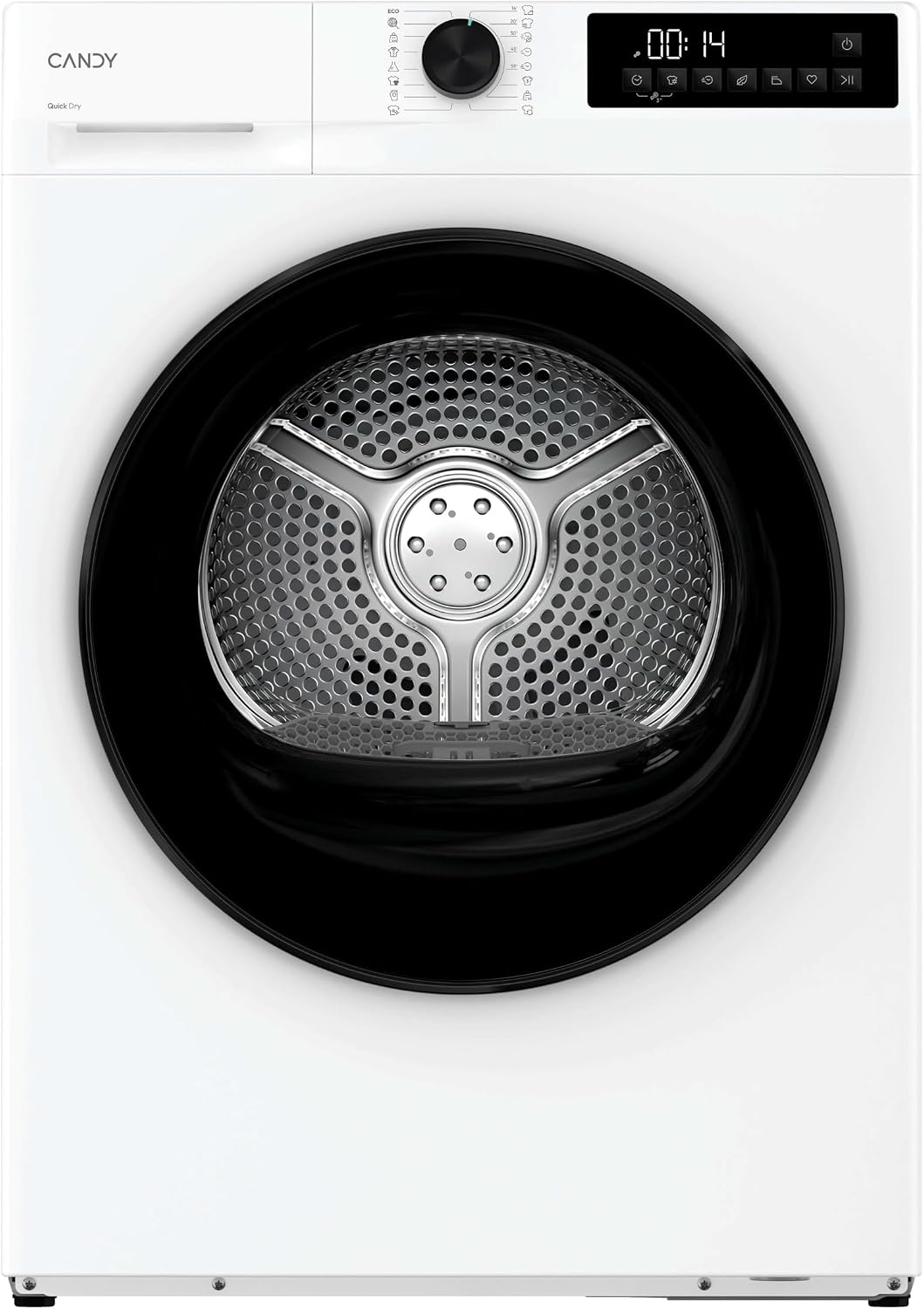 CANDY, Asciugatrice, 7N2B-S, 7 Kg, 54,1 cm, Bianco, illuminazione LED, motore inverter, pompa di calore