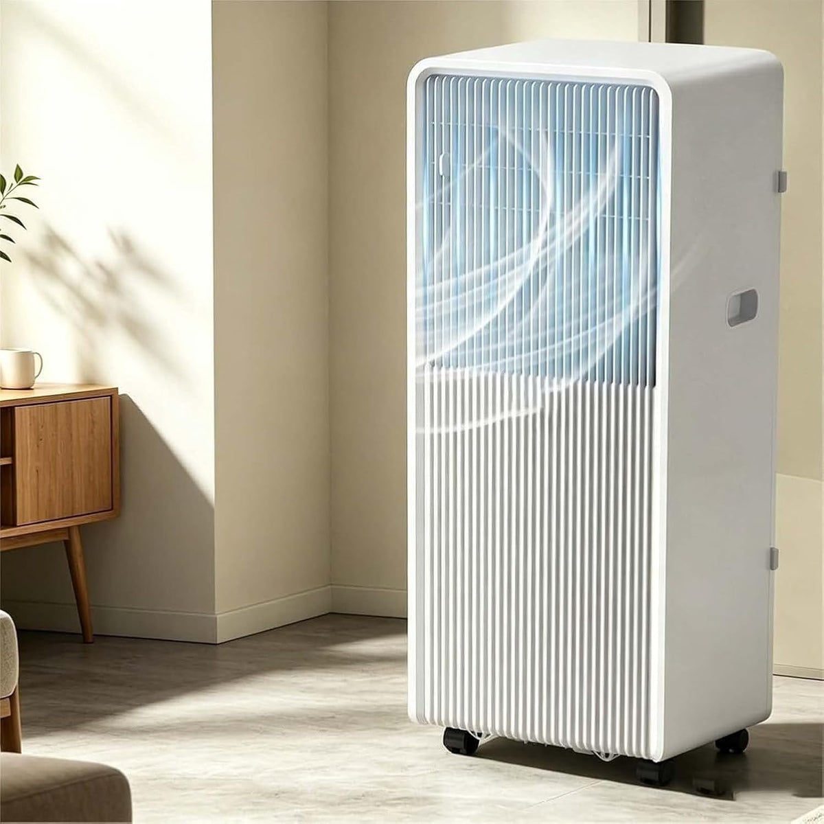 Condizionatore portatile, HURUMA, 10 m, Bianco, illuminazione LED, telecomando, timer, motore inverter
