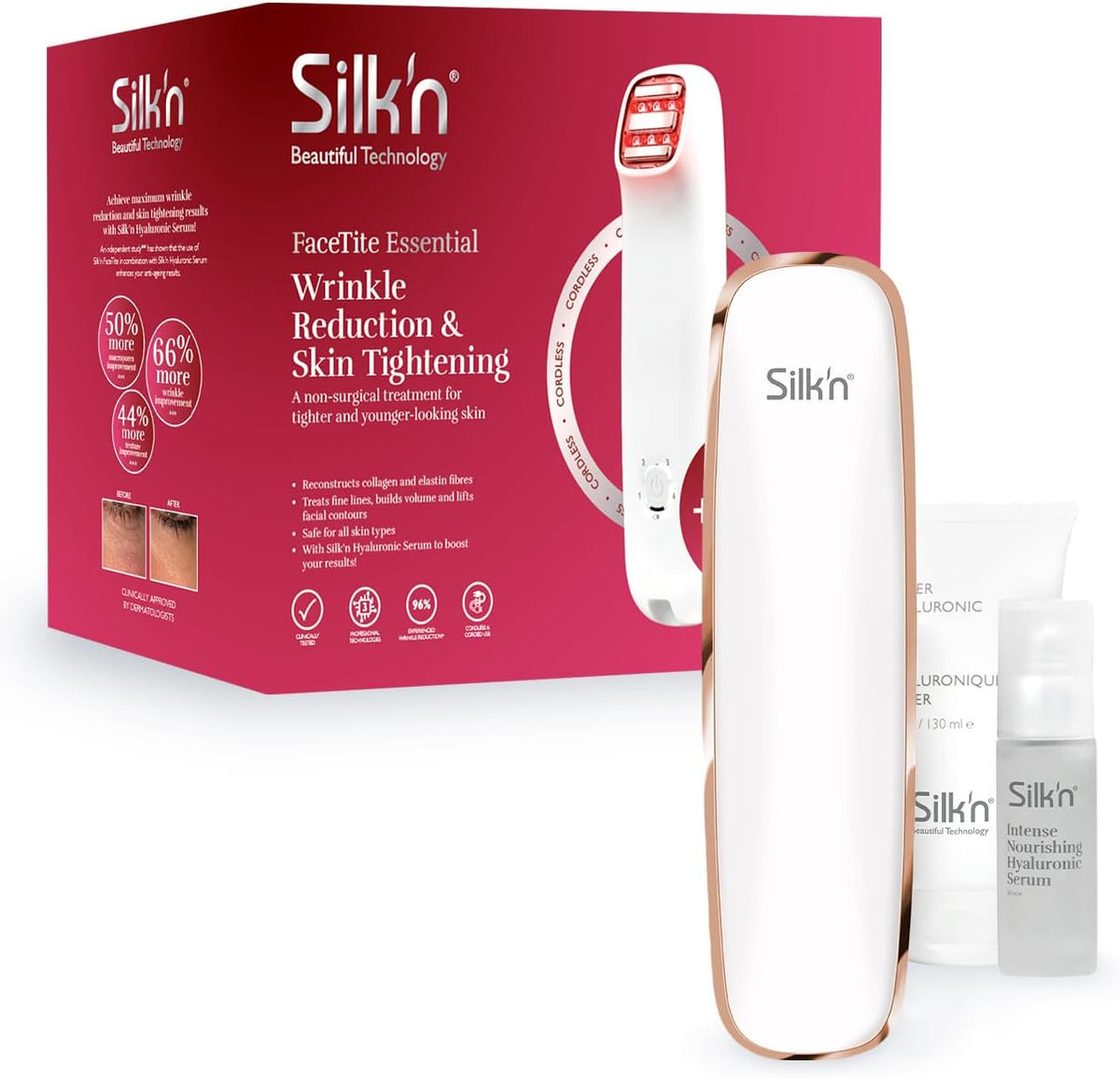 Silk'n, Apparecchi per tonificare e per pulizia viso, Nero, funzionamento senza fili