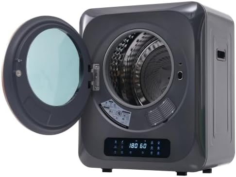 muenfly, Asciugatrice, 4 kg, 850 W, 60 dB, Argento, acciaio inox, illuminazione LED, protezione dal surriscaldamento