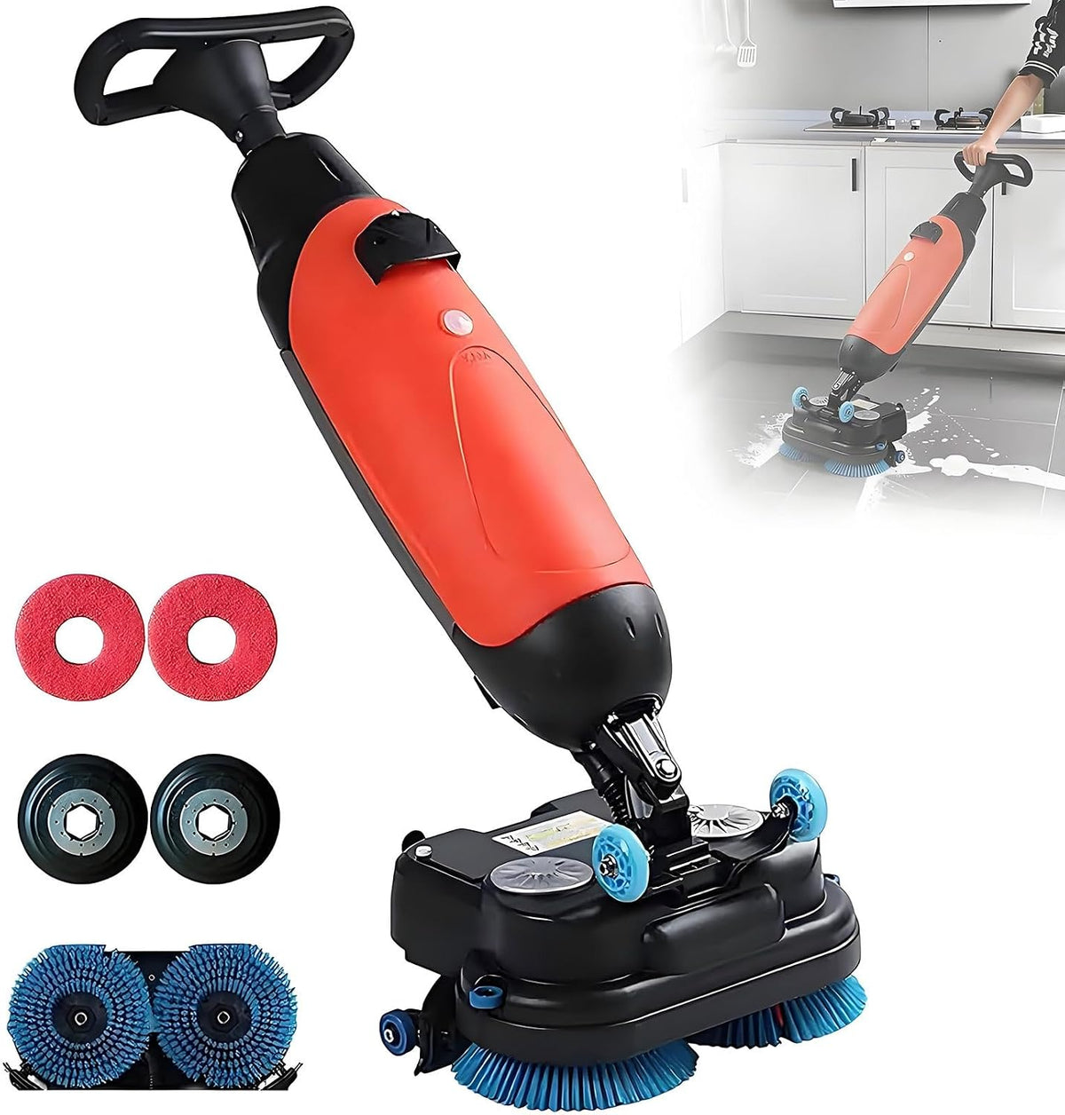 Lavasciuga, 43 cm, 430 mm, 17 pollici, Rosso, funzionamento senza fili