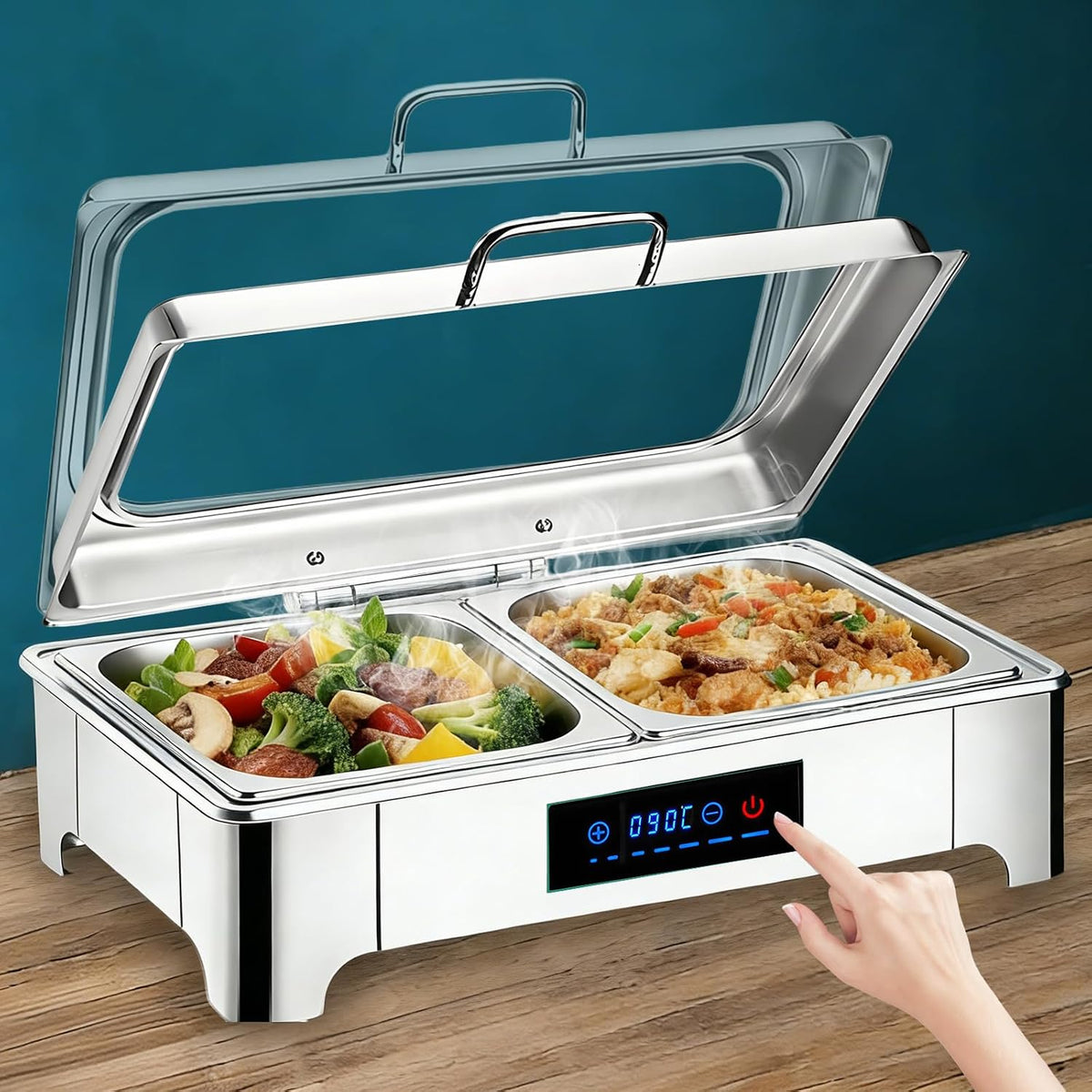 Credenza, BOVDC, 9 L, 400 W, Nero, acciaio inox