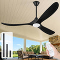 OUENGK, Ventilatori da soffitto, 178 Cm, 12 cm, 25 cm, Nero, legno massello, illuminazione LED, telecomando, timer
