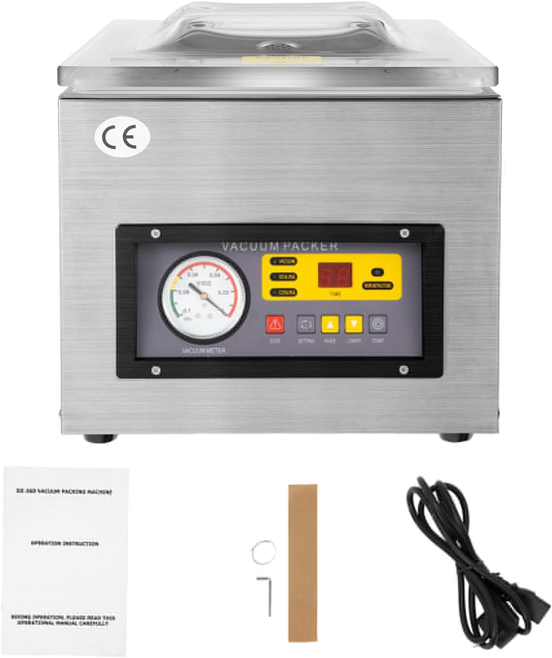 Fetcoi, Macchine sottovuoto per alimenti, DZ-260C, 220 V, 120 W, Argento, acciaio inox