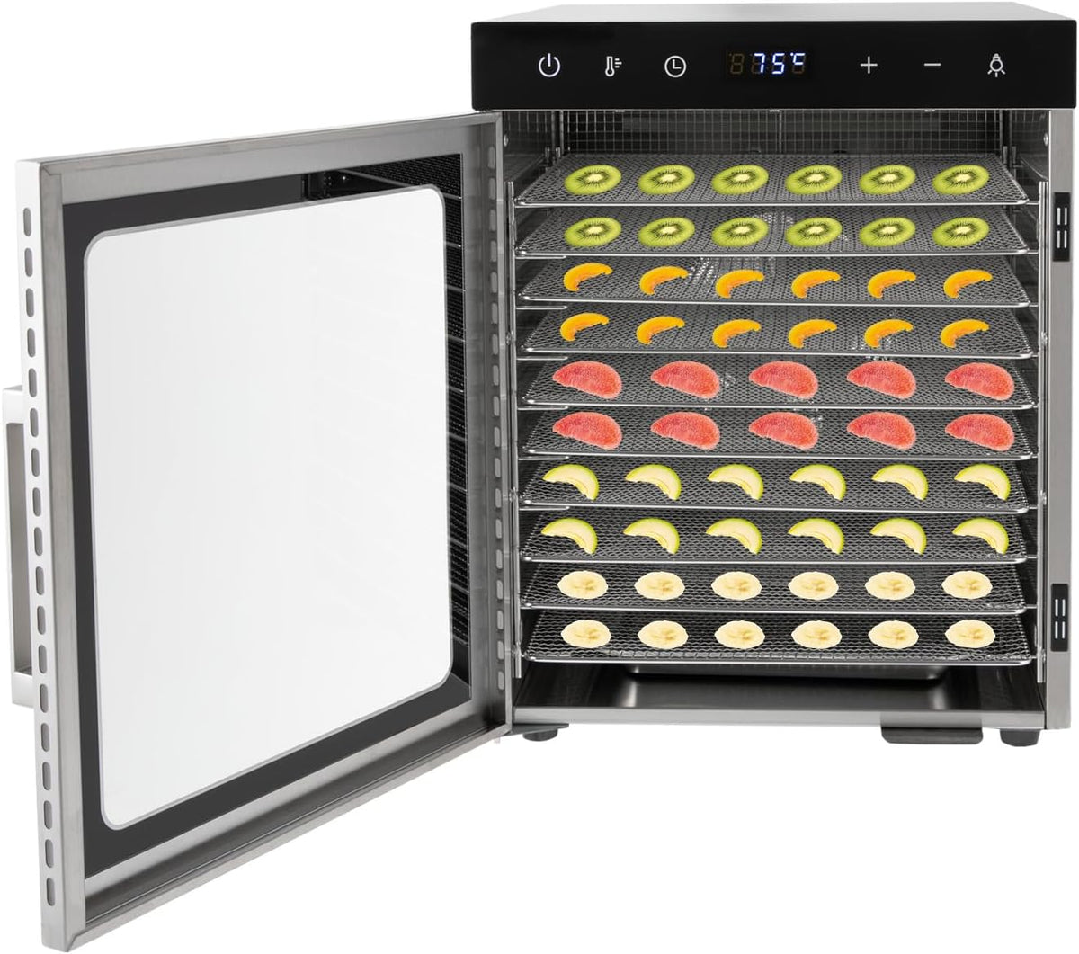 Essiccatori per alimenti, Wiyuer, 34,5 x 35 x 43 cm, 36 l, 700 W, Nero, acciaio inox, illuminazione LED