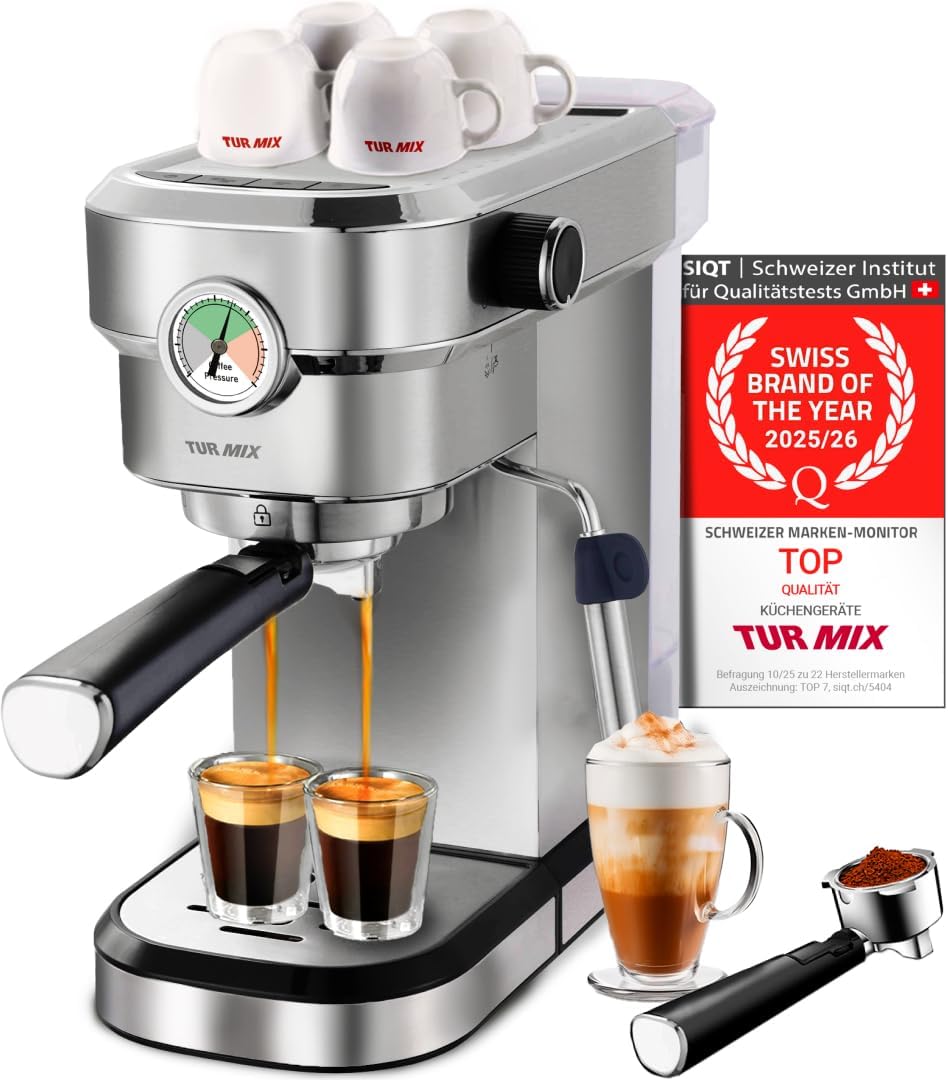 Turmix, Macchine combinate caffè e espresso, 16,9 cm, 20 Bar, 17 cm, Nero/Argento, acciaio inox