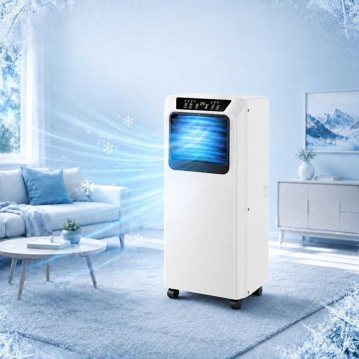 ZYANBIN, Condizionatore portatile, 9000 BTU, 49 dB, 18 m, Bianco
