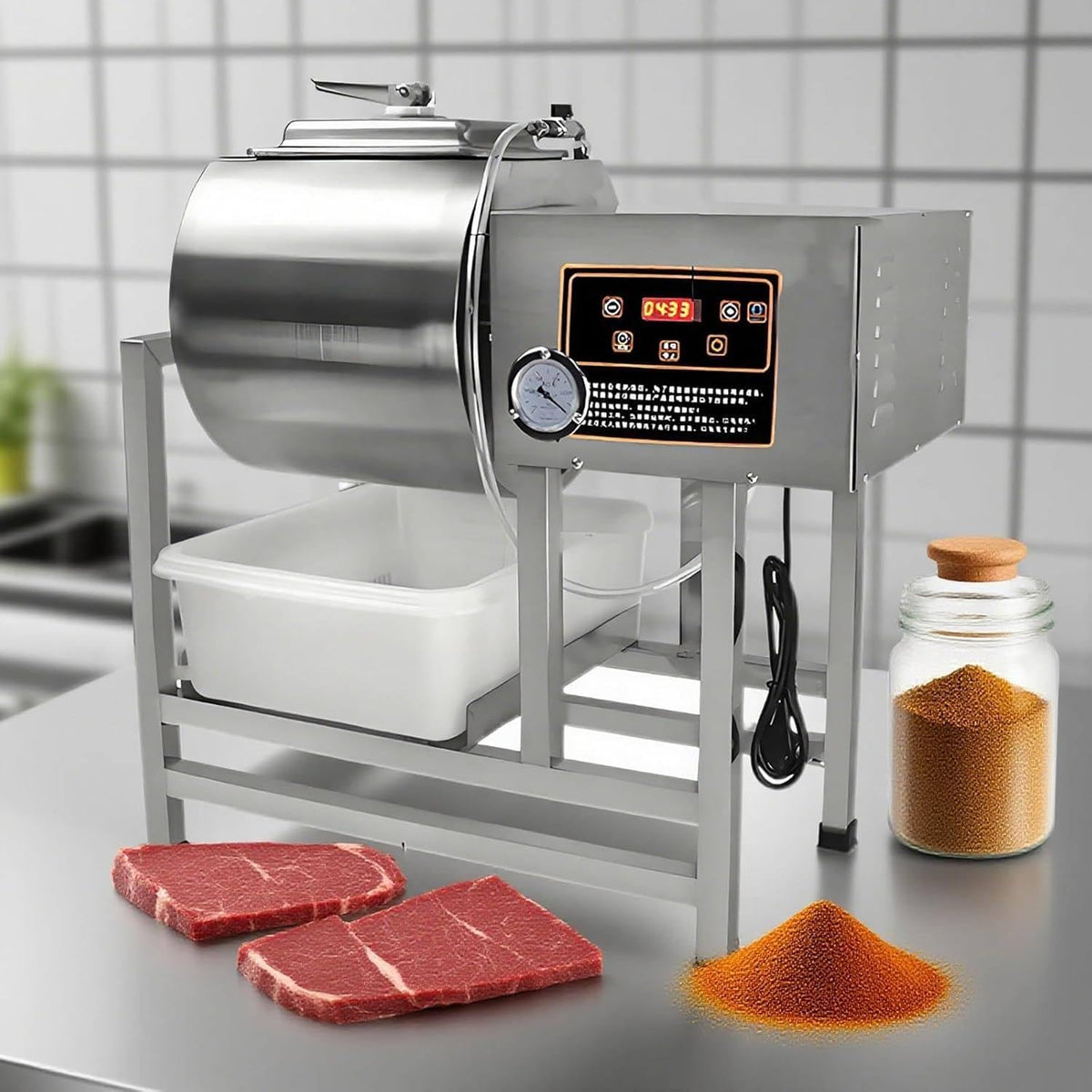 Macchine sottovuoto per alimenti, SXYKXYDL, 45 l, 35 kg, 110 V, Nero, acciaio inox