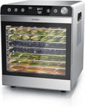 arendo, Essiccatori per alimenti, 8400 cm, 33,8 x 41,2 x 40,3 cm, 30-85 °C, Argento, acciaio inox, illuminazione LED, timer, spegnimento automatico