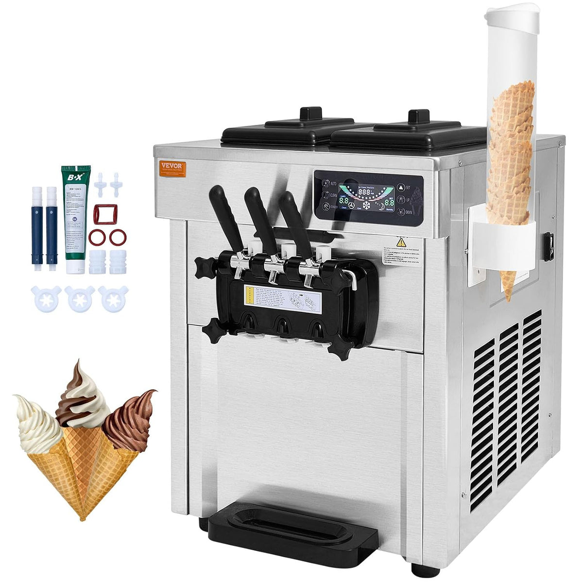 VEVOR, Gelatiera, 28 L, Nero, acciaio inox