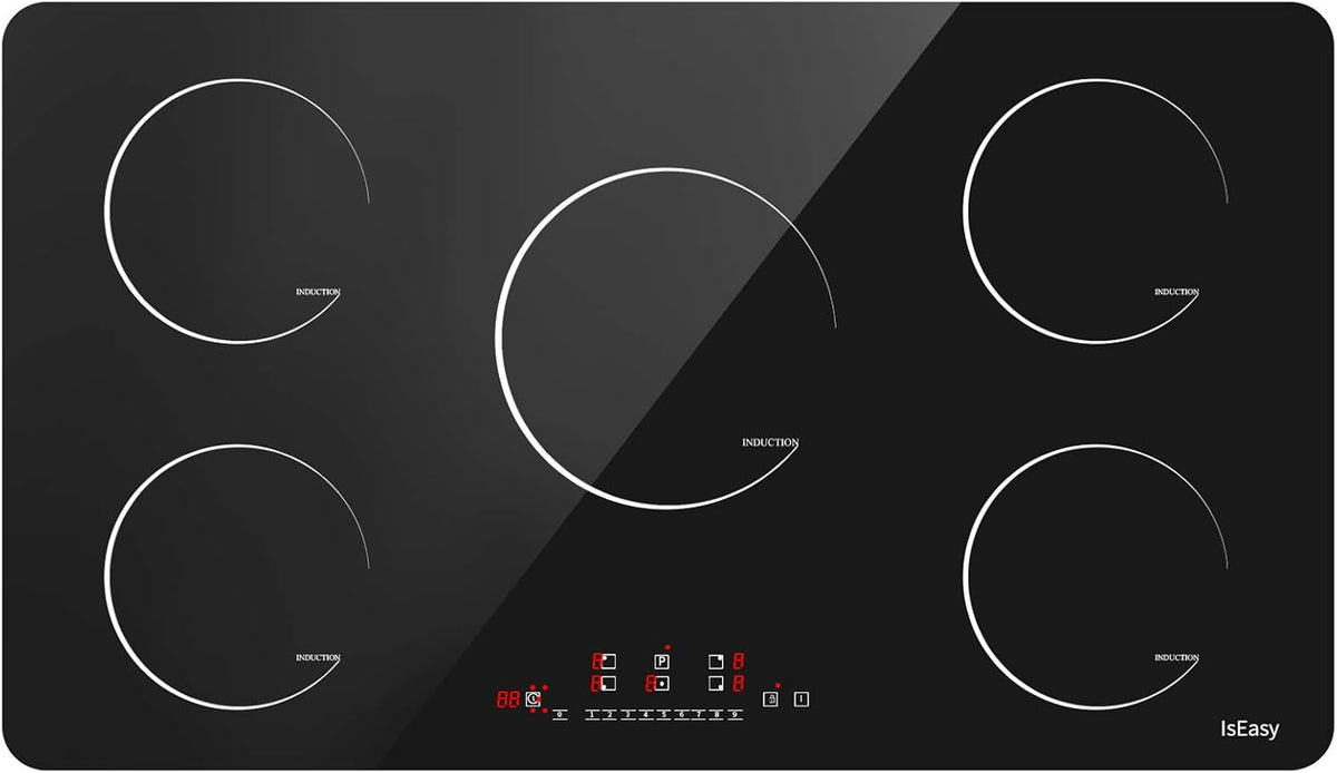 IsEasy, Piano cottura a induzione, 8600 W, 90 cm, Trasparente, timer