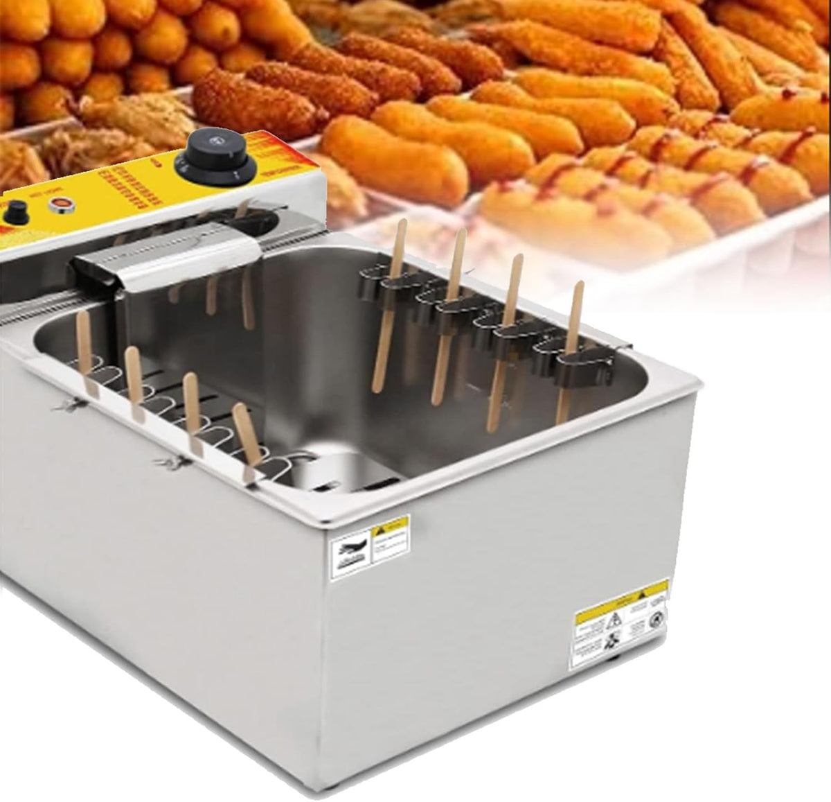 ZyKnaurral, Macchine per Hot Dog, 2500 W, 220 V, 12 litri, Nero, acciaio inox, Airfryer