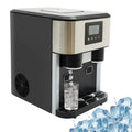 DAOHHFO, Macchina per cubetti di ghiaccio, 1,8 l, 15 kg, 34 x 45,5 x 45,5 cm, Grigio, acciaio inox, vano contenitore, autopulizia, 3 in 1