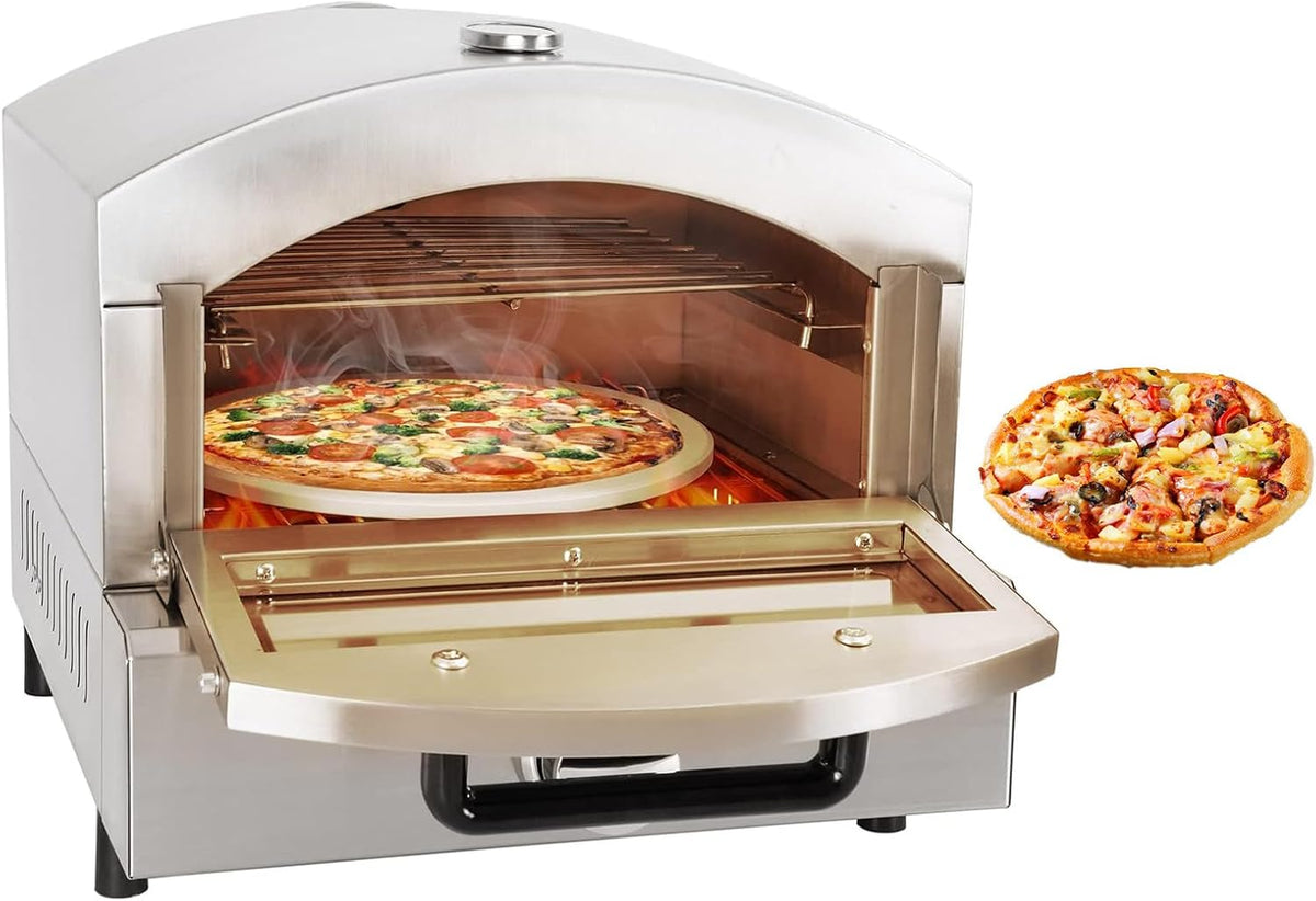 Kindevieft, Forno per pizza, 425x520x410 mm, 8 kg, 110 V, Argento, acciaio inox