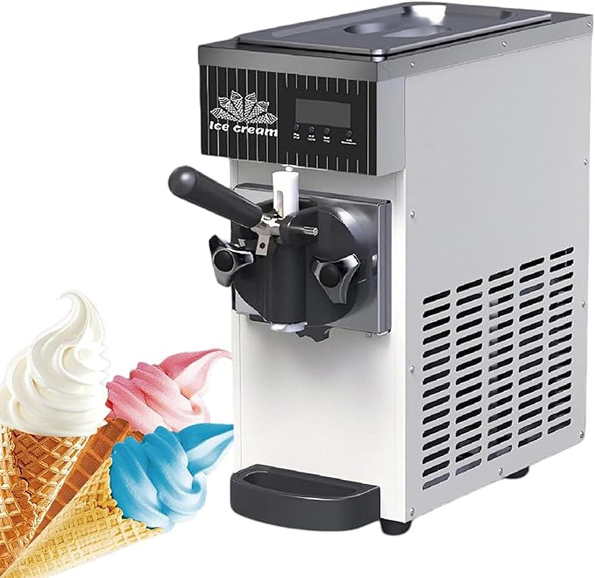 Gelatiera, ZB-BQL28, LJLYYDS, 5 Kg, 18 °C, 450 W, Nero, acciaio inox, illuminazione LED