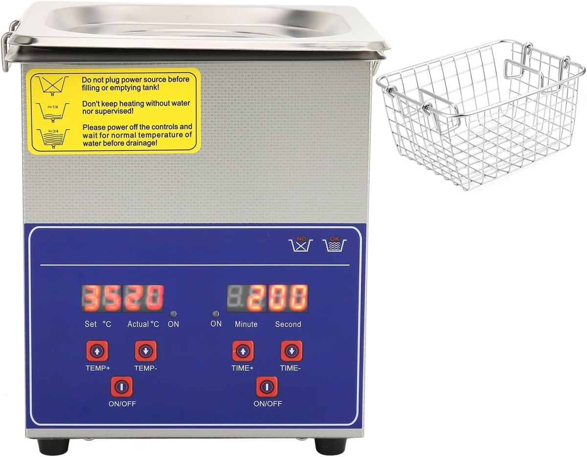 ERSINIAN, Prodotti di pulizia da laboratorio, PS-10A, 2 Litri, 150 x 140 x 100 mm, 1,1 mm, Argento, acciaio inox, timer