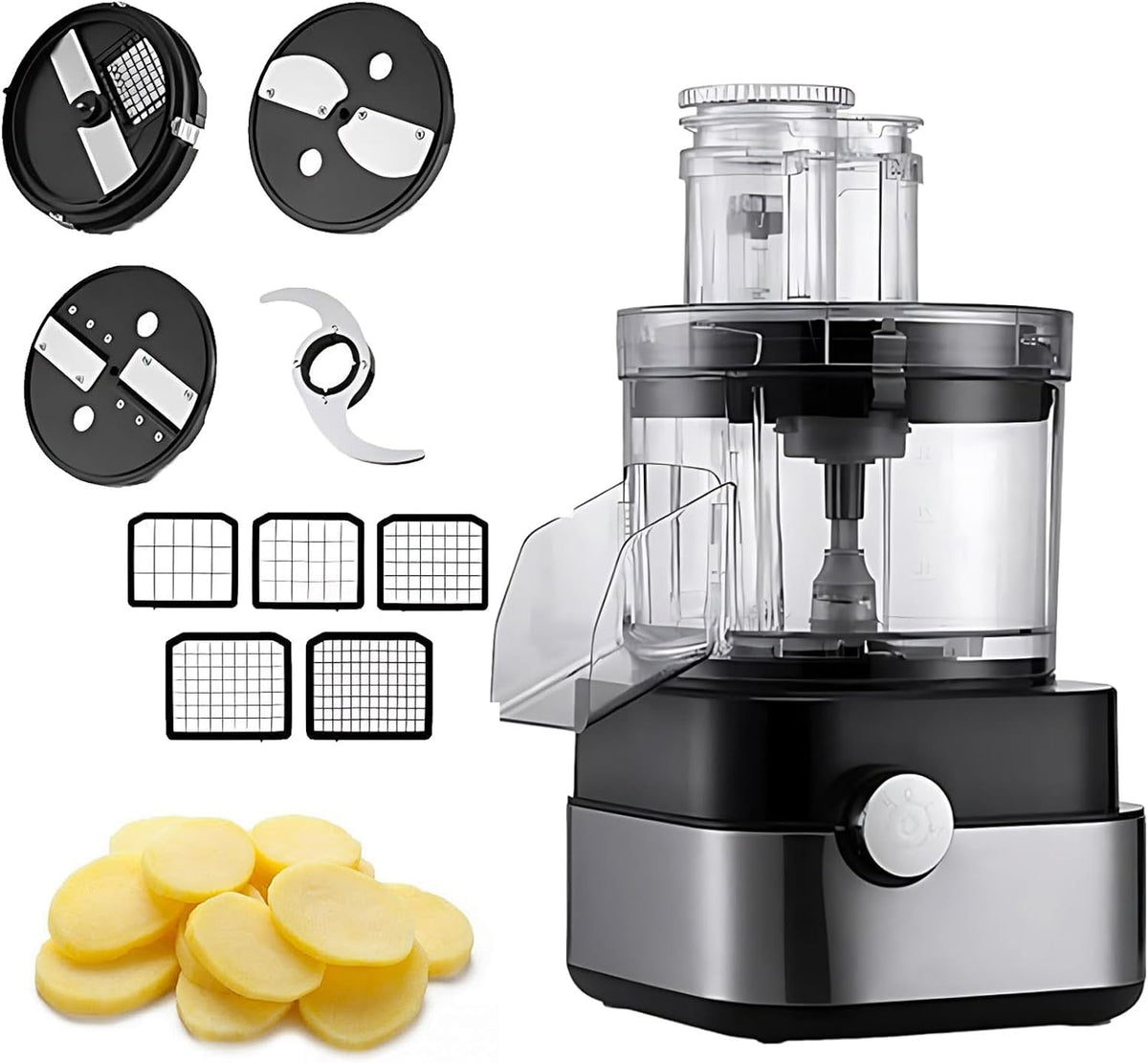 Acentesoft, Robot da cucina, 600 W, 5 Litri, 800 giri/min, Argento, acciaio inox, 5 in 1