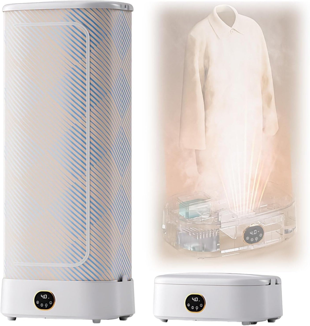 Armadio, 1000 W, Grigio, struttura pieghevole, illuminazione LED, telecomando, timer, funzionamento senza fili