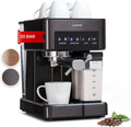 KLARSTEIN, Macchina da caffè, 1.8 L, 20 Bar, 1350 W, Argento, vano contenitore, autopulizia, 2 in 1