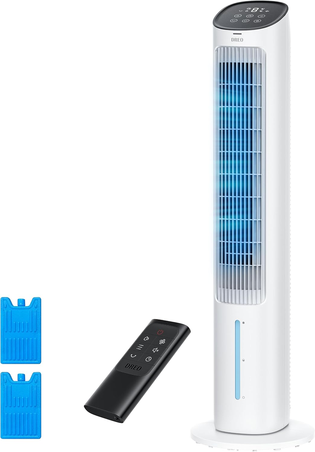 DREO, Raffrescatore evaporativo, 40 pollici, 35 dB, 1.500 giri/min, Bianco, telecomando
