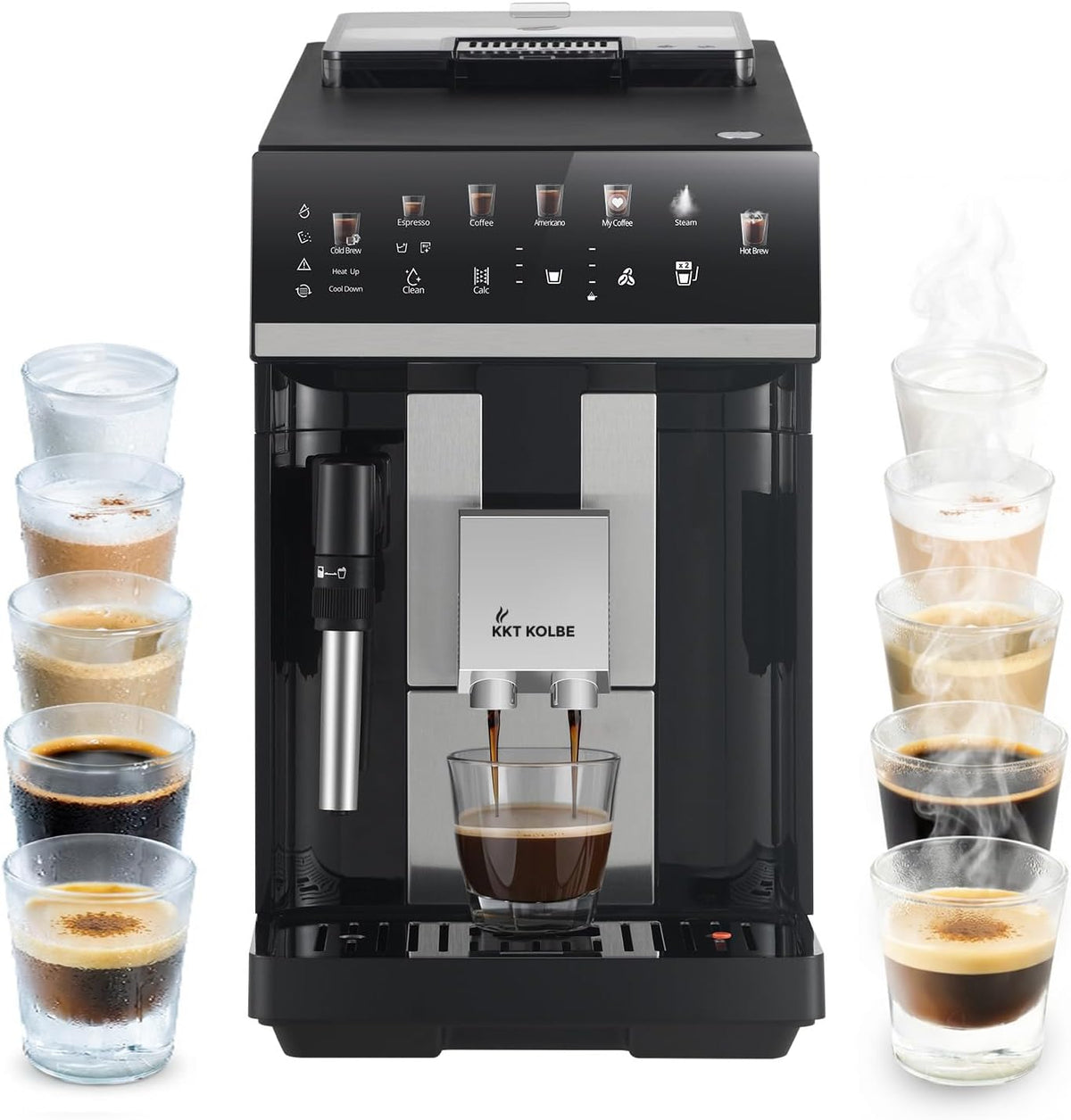KKT KOLBE, Macchina da caffè, 15 bar, Nero/Argento, autopulizia