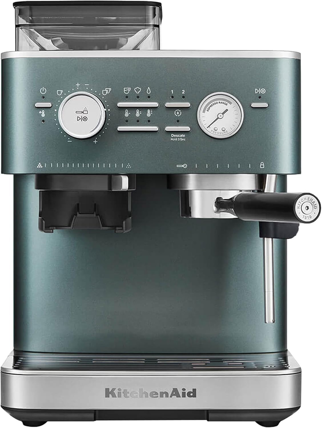 KitchenAid, Macchina da caffè, 15 bar, 225 g, 2,5 L, Argento, acciaio inox, vano contenitore