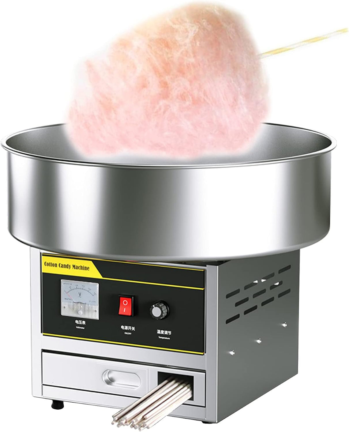 Macchine per zucchero filato, ORJLWJ, 1200 W, 450 mm, 160 mm, Argento, acciaio inox
