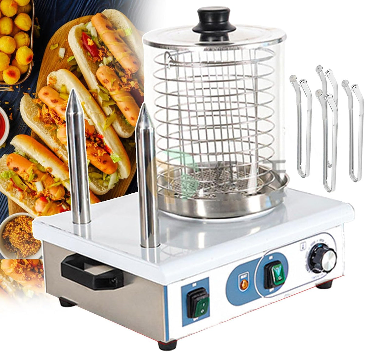 XNXYSMKJ, Macchine per Hot Dog, 550 W, 440 mm, 7,3 KG, Nero, acciaio inox