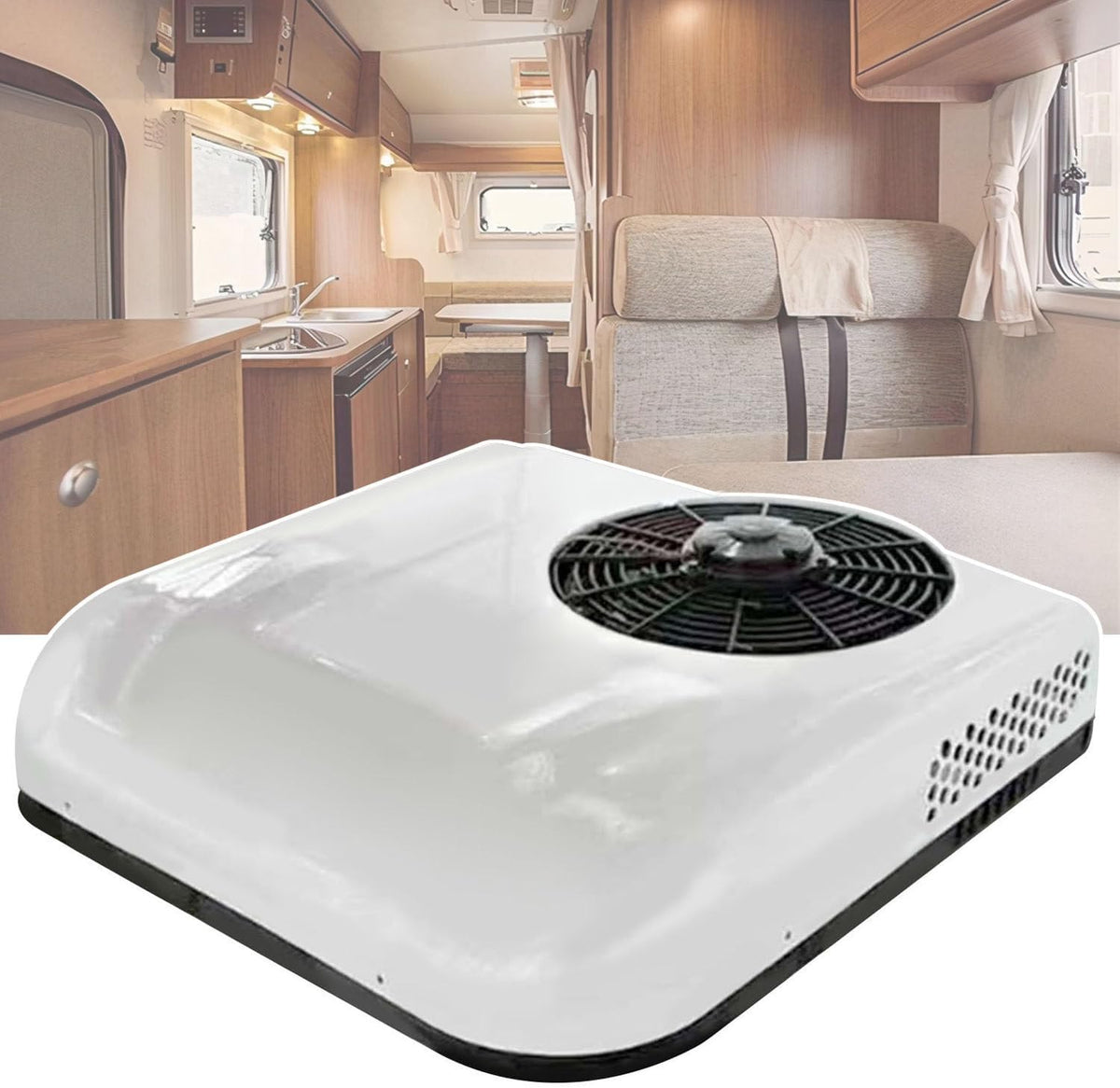 AUTUMFLATGAO, Condizionatore, 12 V, 68×68×15 cm, 2600 W, Bianco, telecomando