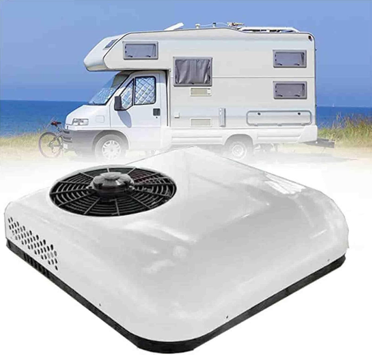 YLANMEI, Condizionatore, 12 v, 68×68×15 cm, 2600 W, Bianco, telecomando