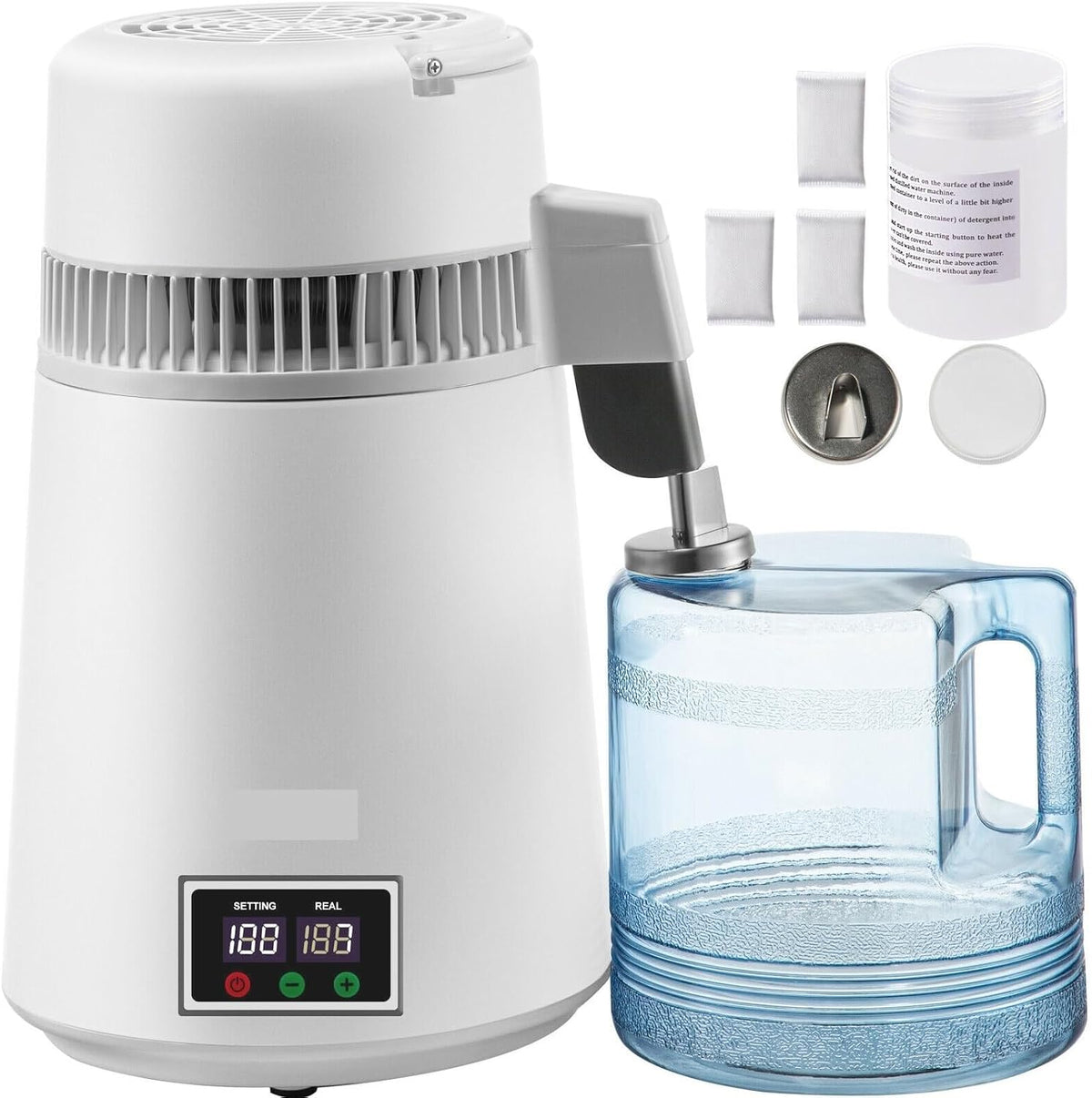 CVFRDD, Acqua distillata, 4 Litri, 181x185 mm, 750 W, Bianco, acciaio inox, vano contenitore, 3 in 1